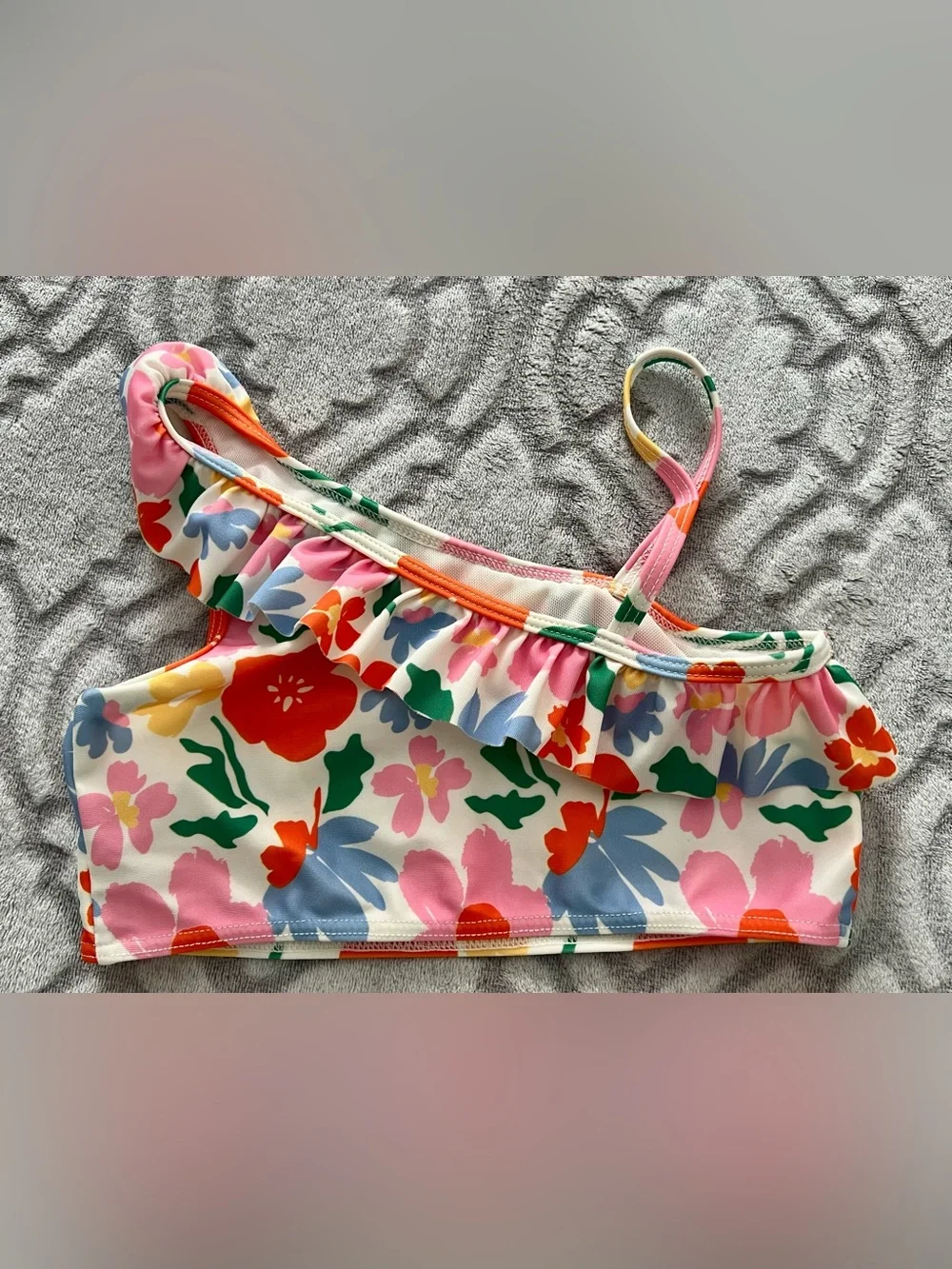 SHEIN Girls 7Y Floral Ruffle High Waisted Two Piece Swimsuit